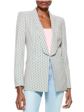 Alice + Olivia Skye Strong-Shoulder Patterned Boxy Blazer 10